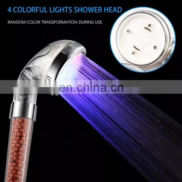 LED Shower Head Filter Showerhead Temperature Control LED Anion Colorful Bathroom Shower Handheld Shower photo-2