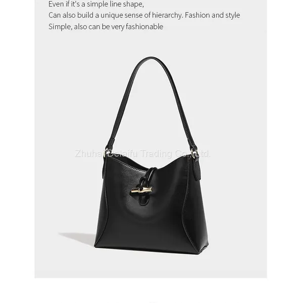 Women's Large Capacity Simple Bucket Bag Fashionable Shoulder Handbag photo-5