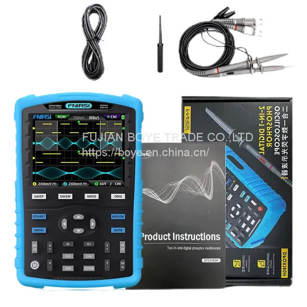 FNIRSI DPOX180H Handheld Phosphor Digital Oscilloscope 180MHz -3DB 50000wfms/s Dual Channel 20Mhz Signal Generator ZOOM XY FFT