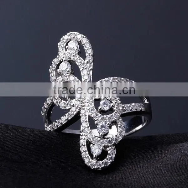Beautiful Butterfly Shape Party Jewelry Platinum Plated Brass Jewelry Women CZ Ring photo-4