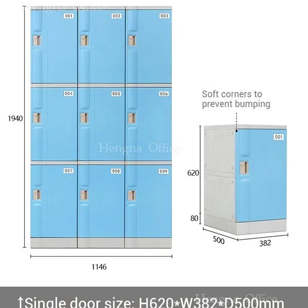 Modular All-Plastic Storage Cabinet- APC971| Anti-Door Opening Buckle & Key Hooks for Employee Staff Office| Big Lockers for Workers in Factory photo-2