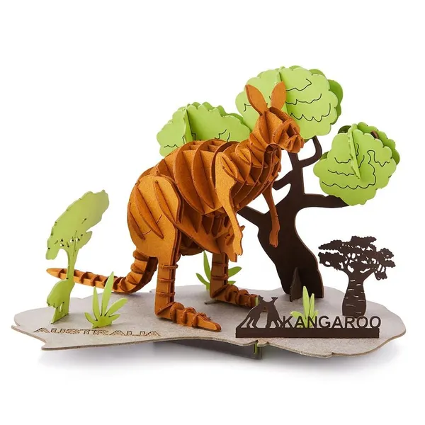 Wholesale 3d Eco-Friendly Kangaroo Cardboard Puzzles Model Handmade Wild Animal Safari Paper Toys Craft Sets for Kids & Adult photo-2