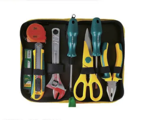 8pcs Oxford Zipper Pouch Household Tool Kit Type A, Scissor Included Compact Home Repair Tool Bag
