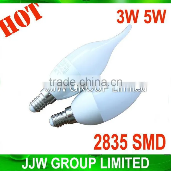 China Manufacturer Led Bulb E14 Candle Warm White E14 Led Bulb 6w Candle for Indoor Lighting 2835 SMD DC12V 5W Warm White photo-2