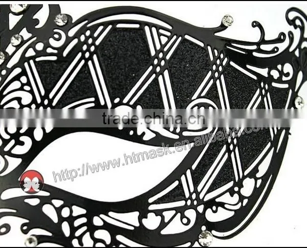 Black Swan Metal Filigree Laser Cut Venetian Masquerade Mask w/ Rhinestones NEW photo-2