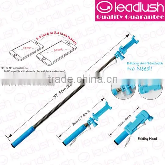 Wired Monopod, Selfie Stick With Cable, Pocket Size