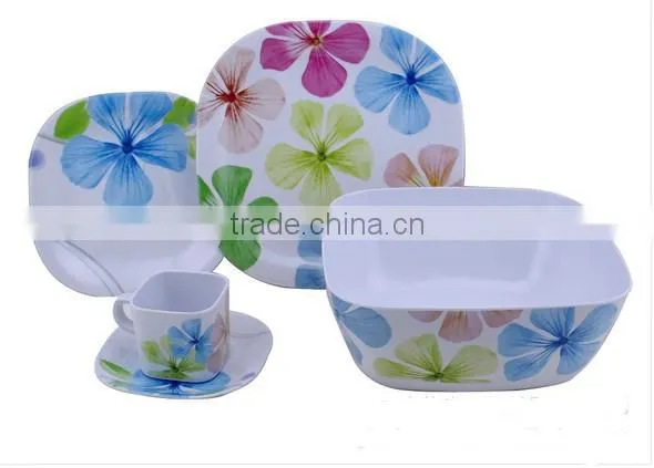 20pcs Melamine Dinner Set Dinner Ware Sets Square Plate