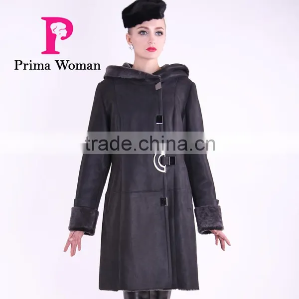 2015 Winter Medium Length Women Slim Fit Woolen Fur Coat photo-3