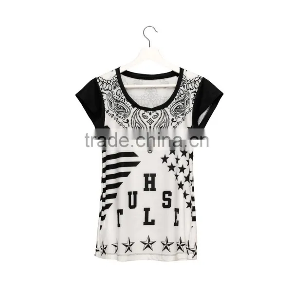 High Quality Custom 3D Printing Hustle Sports Gym Tshirt Women photo-6
