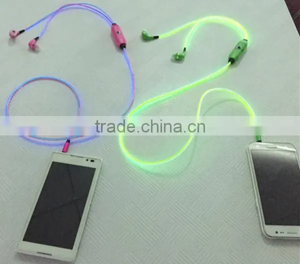 Whosale EL Wire Earphones for Smartphones Pink Yellow Ice Blue In-ear Style Earphone Luminescent Rhythm With Beat of Music photo-3