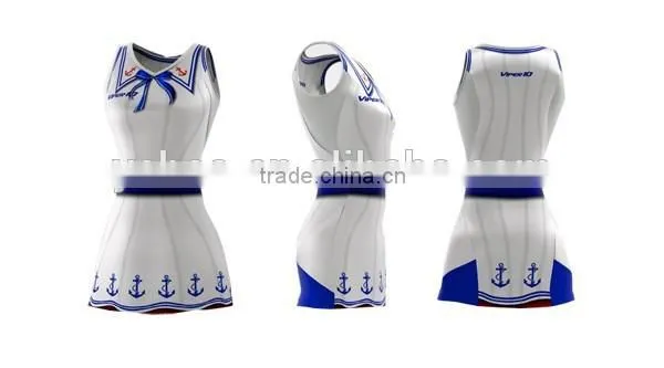 Hot Sale Netball Dress Design Color Red and Blue With Gold Star photo-2