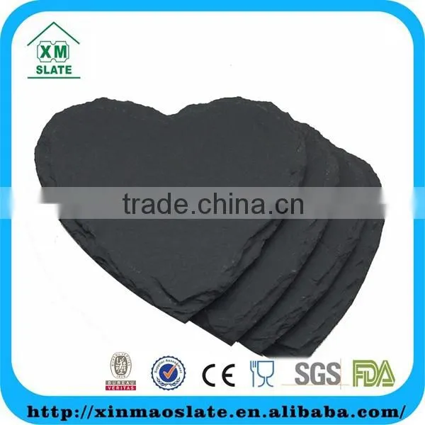 'factory Direct' 10x10cm Natural Edge Set of 4 Heart Shaped Slate Coasters Item BD-1010HD2A photo-6