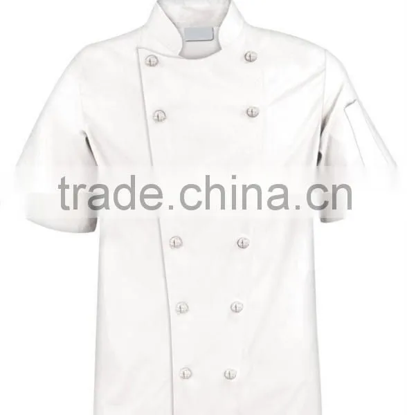 Traditional Fit Short Sleeve Chef Coat Uniform/Knotted Cloth Buttons 100% Cotton Cook Uniform photo-3