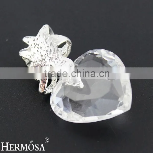 Hermosa Jewelry Love Heart Crystal Topaz Girls Costume Party Silver Pendant photo-3