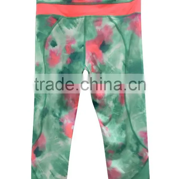 Santic Women Sport Capri Pant OEM Service Contrast Waist photo-2