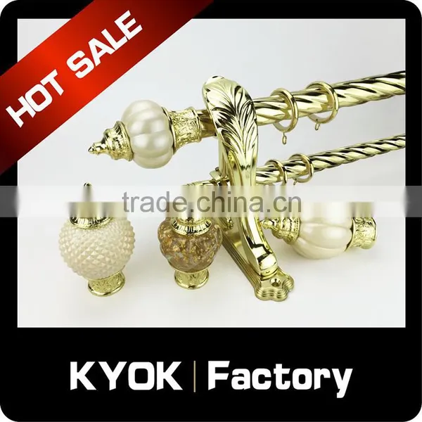 KYOK 12 Years Double Curtain Rods Factory , 28mm Golden Curtains Rods Wholesale photo-3
