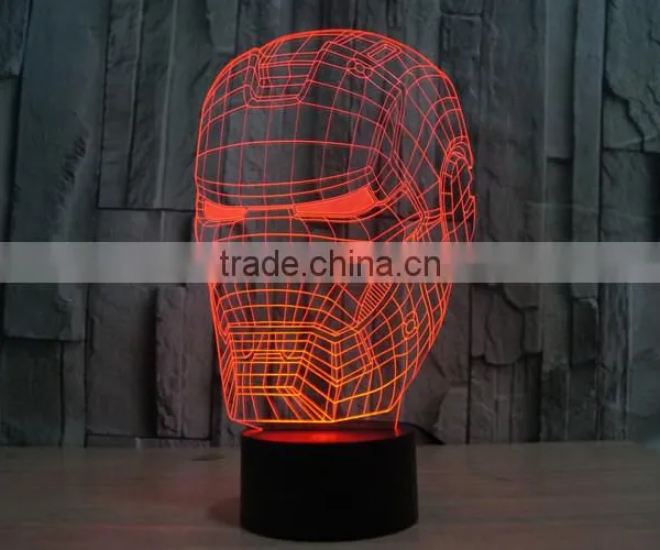 IRON MAN Shape Skull 3d Illusion Lamps Acrylic Indoor USB + Battery Operated Decorative Led Night Light photo-6