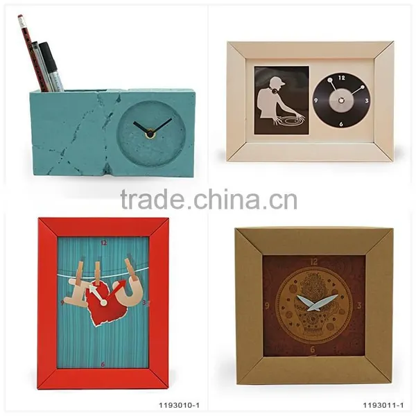 Cheap Customized Cement Brick-shaped Table Clock Pen Holder photo-5