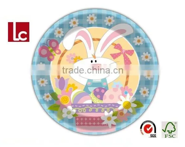 Eco-Friendly Custom Disposable Paper Plate With Cute Printing for Easter Party