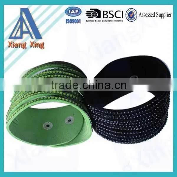 Small Size Green Single Wrap Wide Rhinestone Star Bracelet photo-5