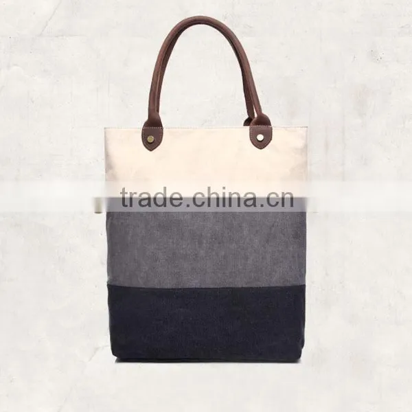 Hot Sale High Quality Fashion Cheap Standard Size Canvas Tote Bag Leather Handle GW835 photo-3