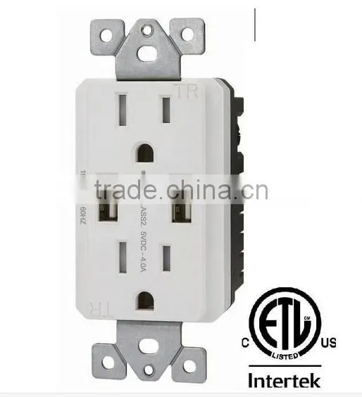 CUL UL 120V Wall Mounted Usb Outlet With 15A 20A US Socket photo-2