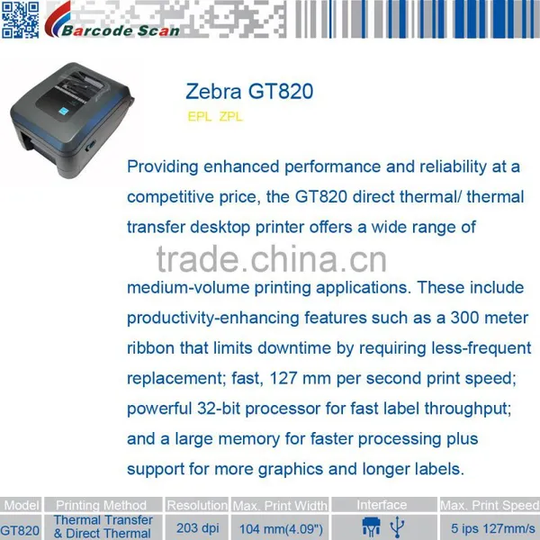 Zebra GT820 Advanced Desktop Bar Code Printer photo-2