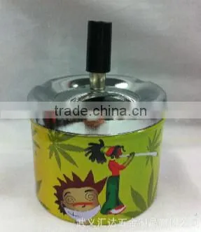ASHTRAY METAL WEED MARIJUANA LEAF GIFT NEW SMOKE CIGARETTE PUSH DOWN SPINNING photo-3