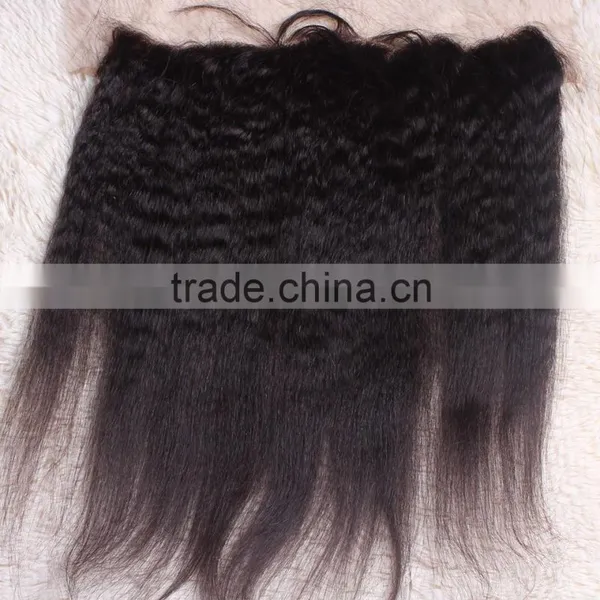 Virgin Natural Color Kinky Straight Ear to Ear Lace Frontal Closure 13x4 photo-4