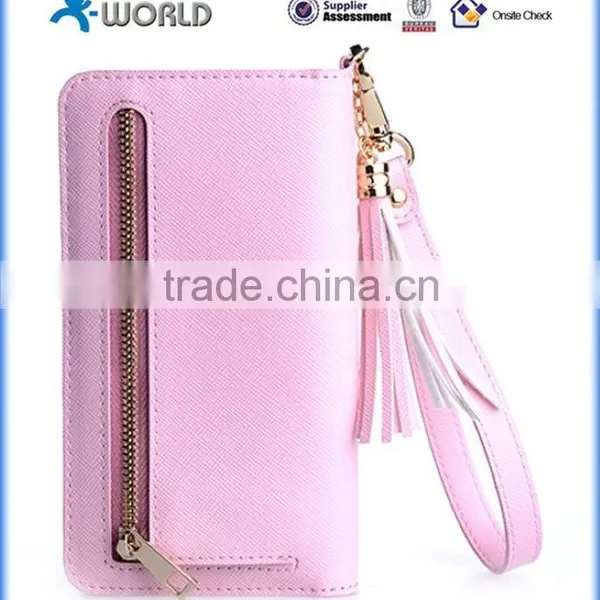 Cute Zipper Leather Wallet Case For IPhone 6S With Wrist Strap photo-6