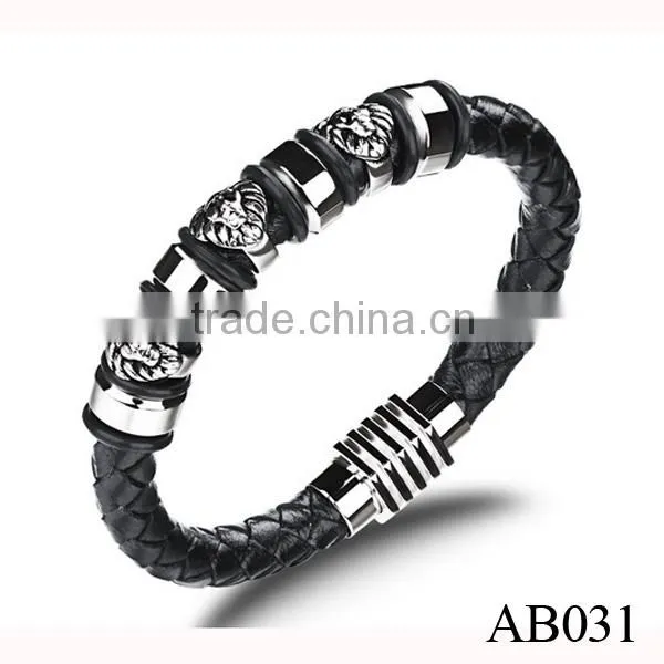 New Products 2016 Stainless Steel Custom Bracelet With PU Leather Manufacturer photo-5