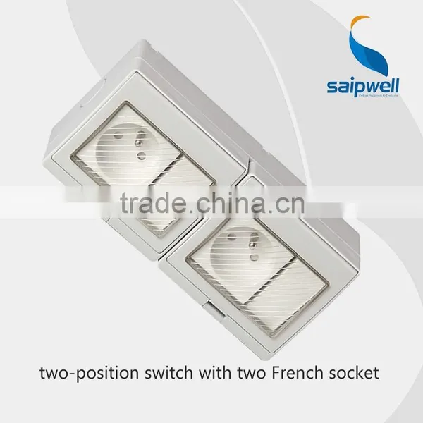 Surface Mount Waterproof Switcher And Socket 2 Gang Switch With Double Control(SP-2FRS) photo-3