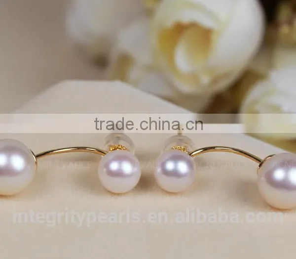 Korean Style Newest Natural Genuine Akoya Double Faced Pearl Stud Earring, Pearl Earring Gold, Pearl Earring 18k photo-2