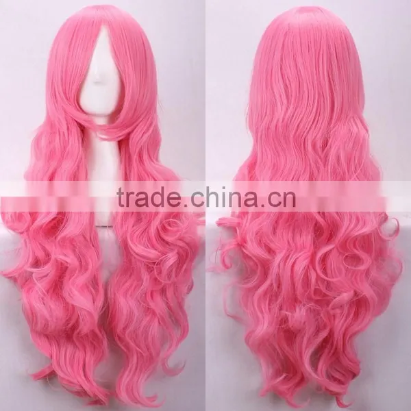High Quality Pink Wavy Wigs Wholesale Cheap Synthetic Wigs Cosplay Wigs photo-5
