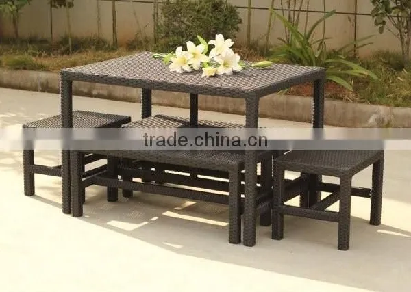 Aluminum Frame Rattan Table and Chair Dining Set for Garden photo-2