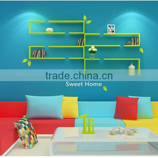 New Design Set of 2 J Shape Wall Display DIY Home Decorative Wooden Floating Wall Shelf Wholesale photo-5