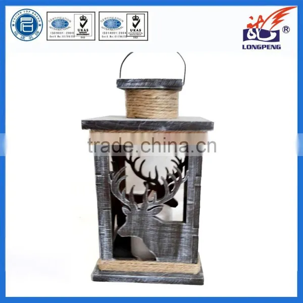 European Style Wooden Christmas Deer Decorative LED Lantern