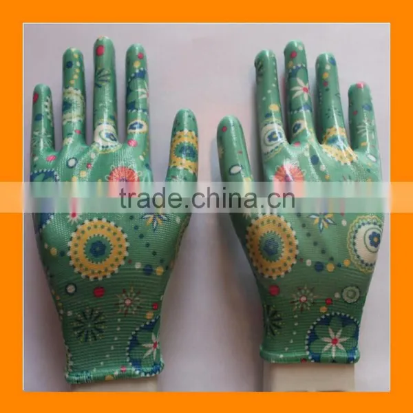 Women's Nitrile Garden Work Gloves Assorted Colors Flat Nitrile Coated Garden Glove photo-4