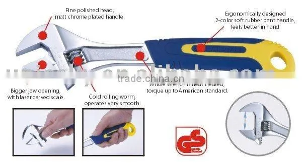 Bent Handle Adjustable Wrench 3