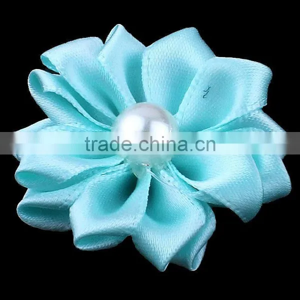 Satin Ribbon Flower With Pearl Bead Center for Kids Hair Accessories photo-6