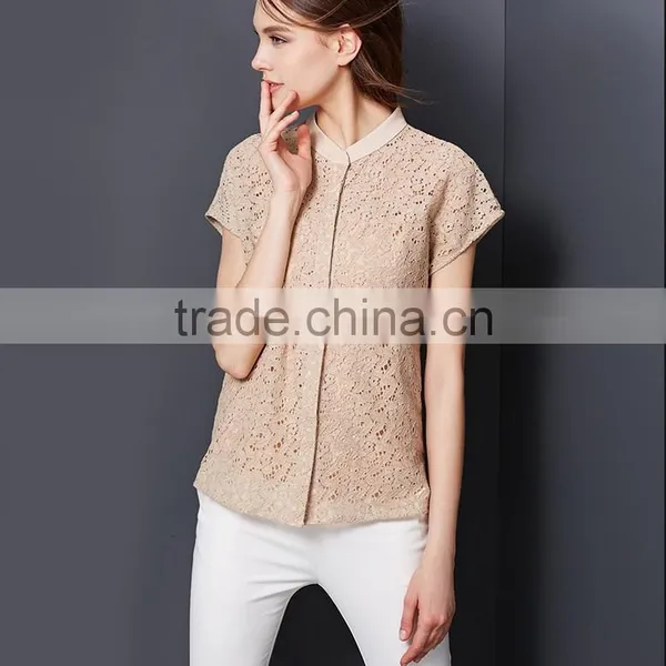 The New Model Fashion Ladies Elegant Hollow Out Bud Short Sleeves Shirt Lace Blouse for Women Bangkok photo-4