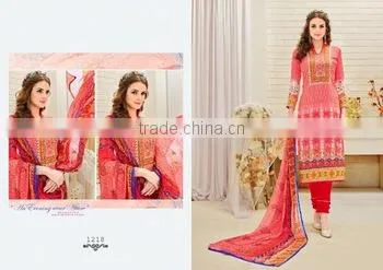 Red Color Readymade Printed Suits/frock Suits for Women/
