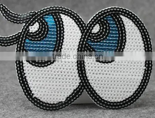 Garment Accessories Reversible Sequin Eyes Design Embroidery Patch photo-3