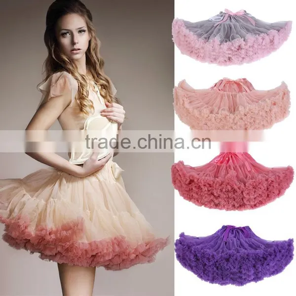 Plus Size Chiffion Teen Fluffy Adult Long Tutu Pettiskirt photo-2