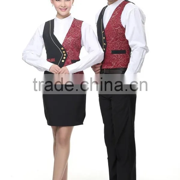 Juqian Custom 5 Start Summer Restaurant Manager Hotel Waiter Receptionist Uniform Designs With Embroidery Vest photo-5