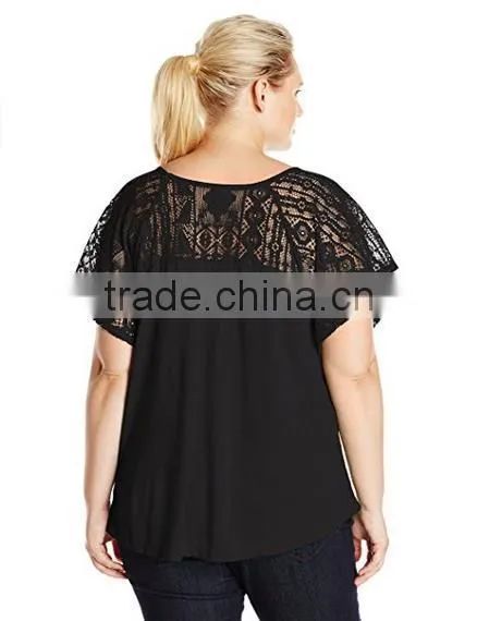 OEM Plus Size Women Clothing Ladies Plus Size Lace Tshirt photo-4
