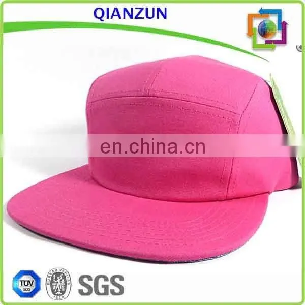 Custom Gold Cotton Hat/ Leather Strap Button 5 Panel Hat Cap photo-5