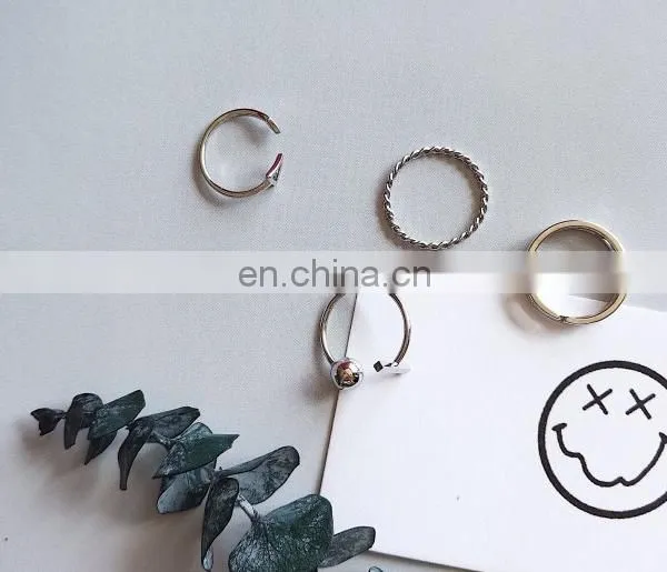 4PCS/Set Punk Handsome Silver Rings for Unisex Knuckle Ring Set photo-2