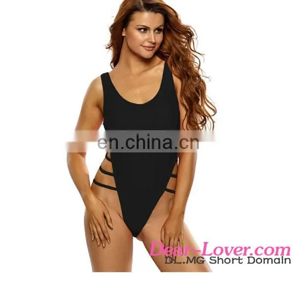 Royal Blue Strappy High Leg Lace Up Back One Piece Swimsuit Sexi Ladies Mature Bikini Swimsuits photo-4
