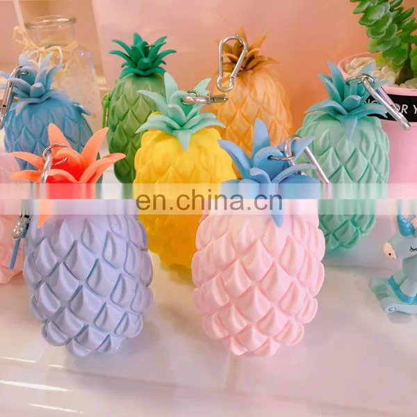 Portable Women Kids Cartoon Fruit Coin Purse Wallet Case Silicone Pineapple Key Bag Pouch photo-5